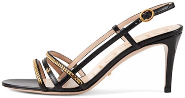 (Women) Gucci Sylvie Chain 'Black High Heel Sandals' 659196C9D001000 (Women) Gucci Sylvie Chain 'Black High Heel Sandals' 659196C9D001000