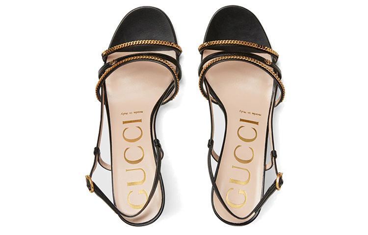 Lookbook (W) グッチ シルヴィ チェーン ブラック ハイヒールサンダル 659196C9D001000