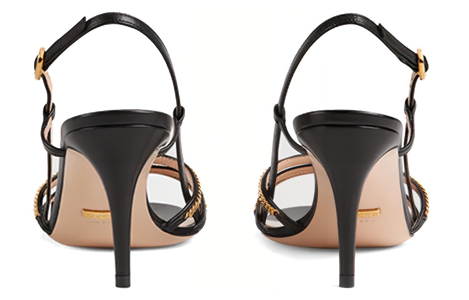 Shop (W) グッチ シルヴィ チェーン ブラック ハイヒールサンダル 659196C9D001000