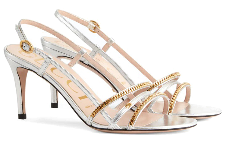 Order (W) 古驰 Sylvie 链条包 '银色金属皮革' 659196-B8B00-8106