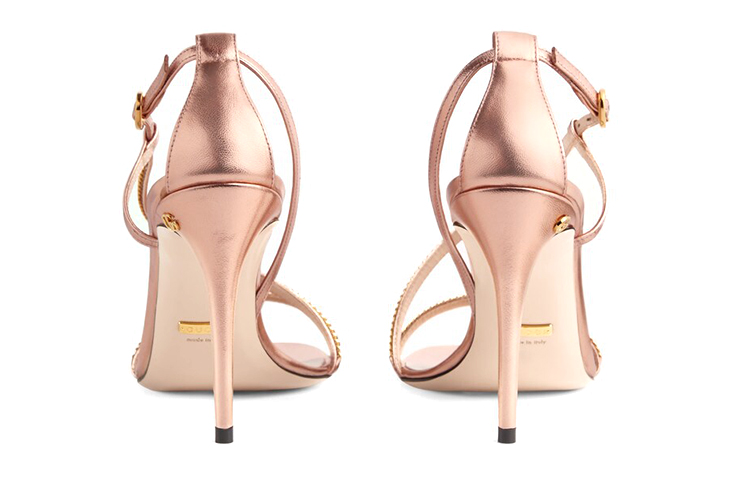 Shop (W) Gucci Sylvie Cadena 'Sandalia de Tacón Alto Metálico Rosa' 659198-B8B00-5702