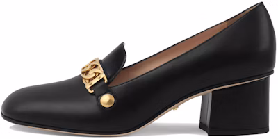 (Women) Gucci Sylvie Chain-embellished Leather Mid-Heel Pumps 'Black' 537539-CQXS0-1183 (Women) Gucci Sylvie Chain-embellished Leather Mid-Heel Pumps 'Black' 537539-CQXS0-1183