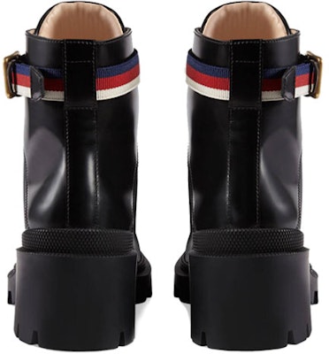 (W) Gucci Sylvie 系列 黑色带饰皮革短靴 481156-DKS30-1159 Shop (W) Gucci Sylvie 系列 黑色带饰皮革短靴 481156-DKS30-1159