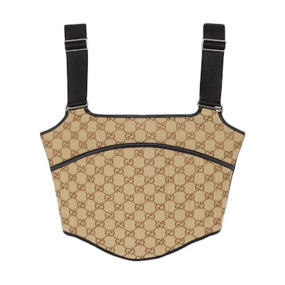 (Women) Gucci Tan Monogram Zip Short Camisole Top 772427-XUAJ5-2237