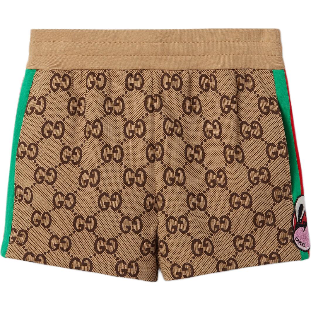 (Women) Gucci Tan Striped Elastic Trim Casual Shorts 782536-XJGHT-2184