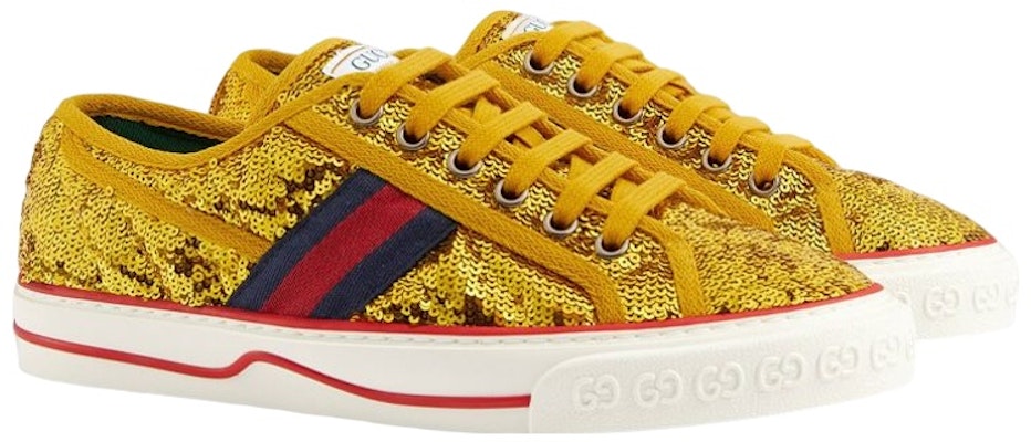 (Women) Gucci Tennis 1977 'Gold Sequin Satin' 646438-2MO10-8060 Order (Women) Gucci Tennis 1977 'Gold Sequin Satin' 646438-2MO10-8060