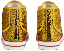Shop GUCCI古馳 Tennis 1977 高筒閃片 時尚板鞋 女款 金黃色