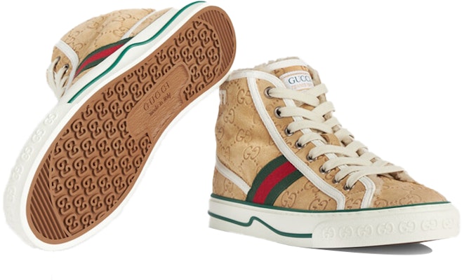 (Women) Gucci Tennis 1977 High GG Brown Suede 649327-UJ510-9564 Details for (Women) Gucci Tennis 1977 High GG Brown Suede 649327-UJ510-9564