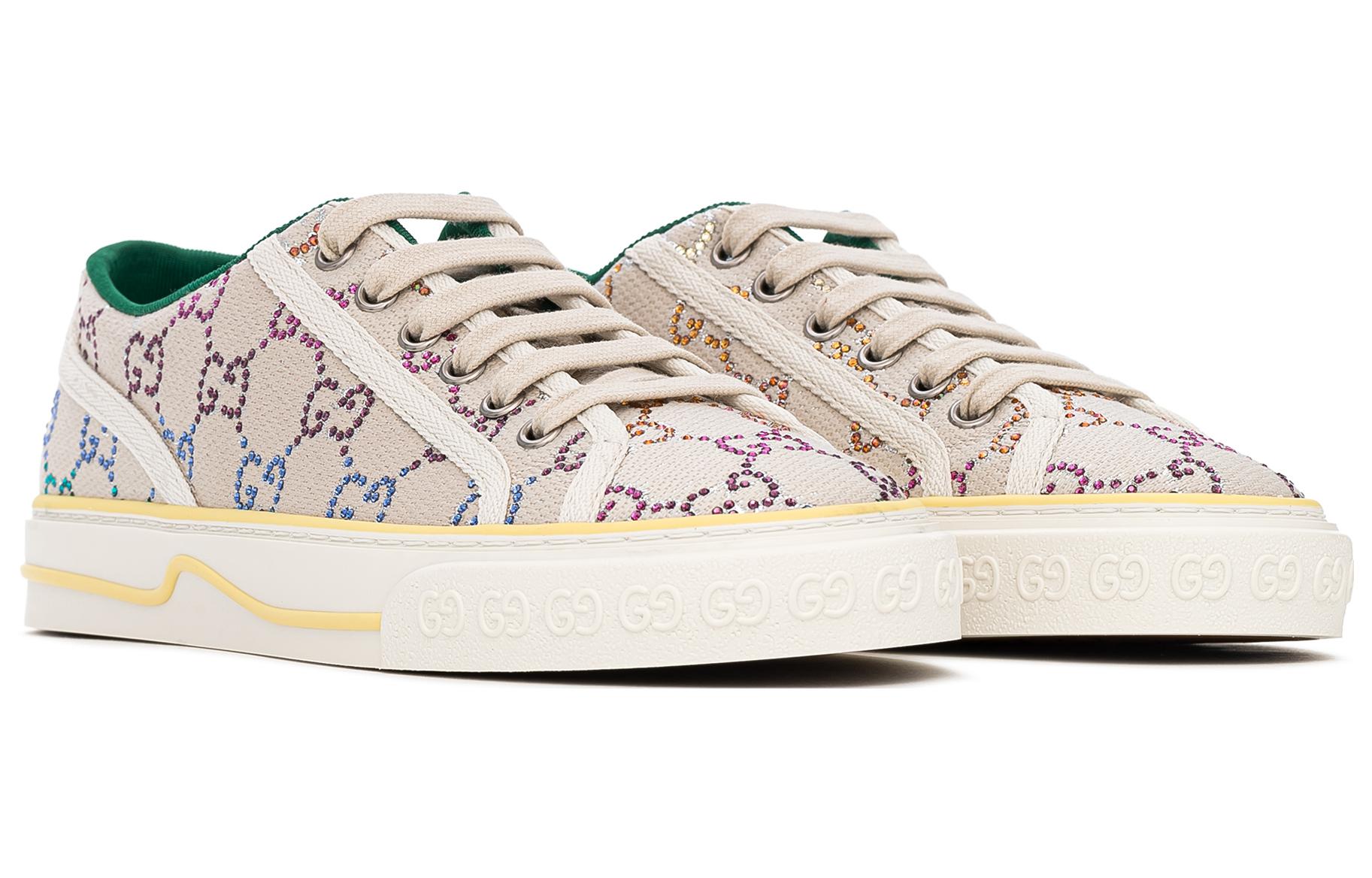 Shop (Women) Gucci Tennis 1977 Low-Top Sneaker with crystals 'Off White' 732211-FABH3-9179