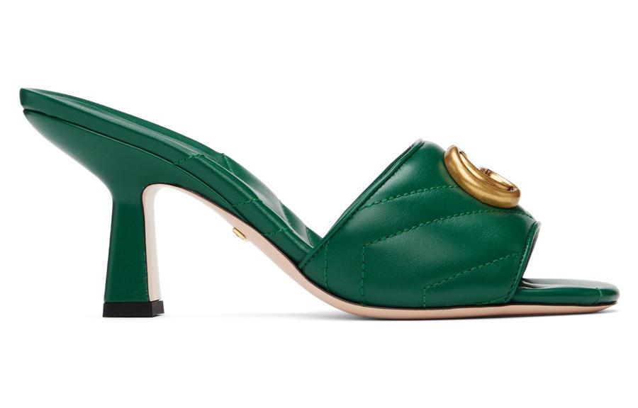 (W) Gucci Thick Heel Fashion Slide 'Green' 圖 2