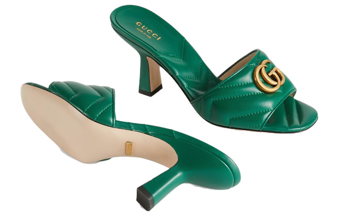 (W) Gucci Thick Heel Fashion Slide 'Green' 圖 4