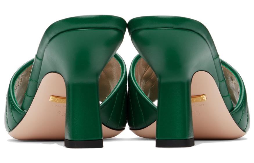 (W) Gucci Thick Heel Fashion Slide 'Green' 圖 5