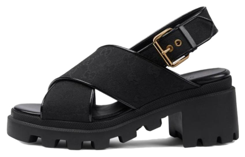 (Women) Gucci Thick Sole Fashion Slide 'Black Buckle' 749795-H6320-1000