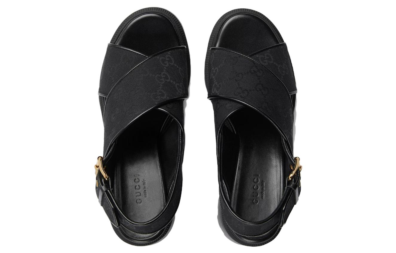 Lookbook (W) Gucci Sandalia de Moda Suela Gruesa 'Hebilla Negra' 749795-H6320-1000