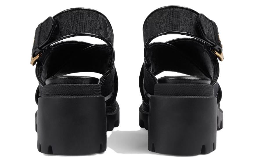 Shop (W) Gucci Sandalia de Moda Suela Gruesa 'Hebilla Negra' 749795-H6320-1000