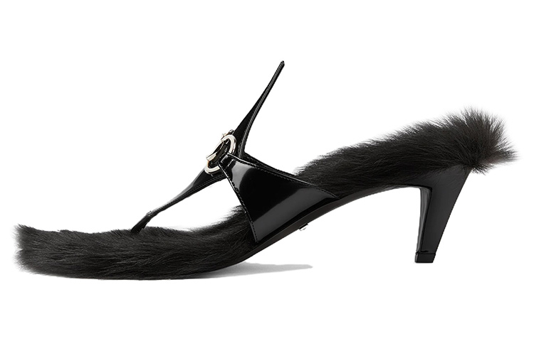 Buy (W) Sandales Gucci à Talons Mi-hauts avec Bride et Mors Noir 764196-AACY2-1000