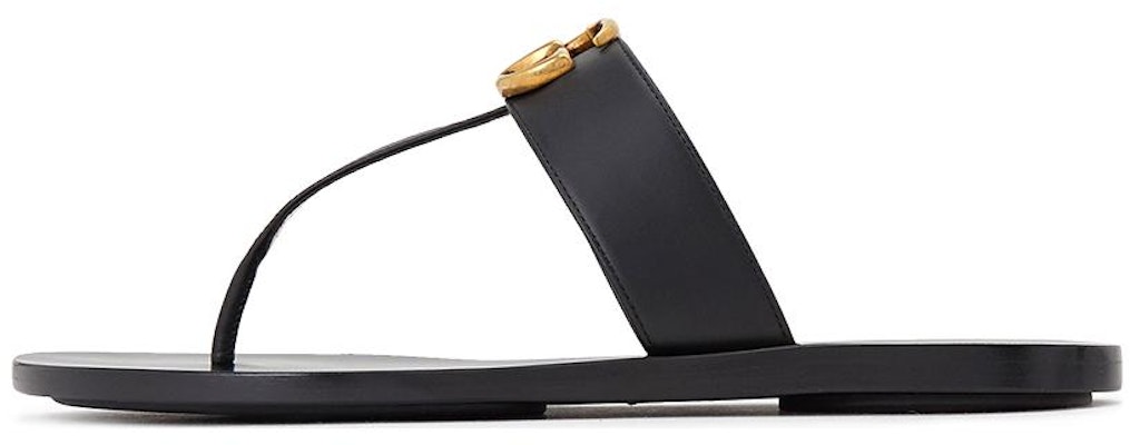 (Women) Gucci Thong Sandal With Double G 'Black Leather' 497444-A3N00-1000 Buy (Women) Gucci Thong Sandal With Double G 'Black Leather' 497444-A3N00-1000