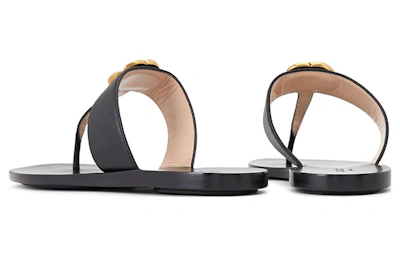 (Women) Gucci Thong Sandal With Double G 'Black Leather'