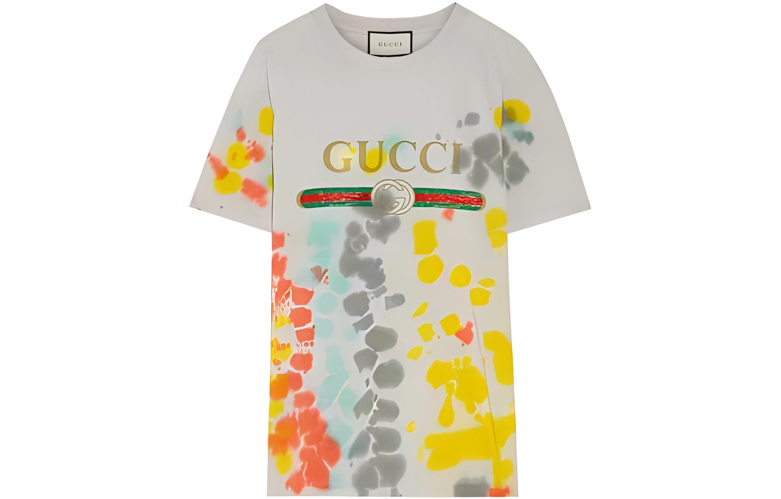 (Women) Gucci Tie-Dye Logo Print Crewneck SS22 T-Shirt - Grey 469307-X9B89-6321