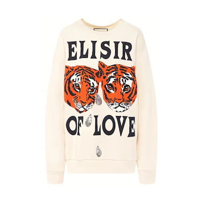 (Women) GUCCI Tiger Head Print Sweatshirt White 469250-XJBI5-9381