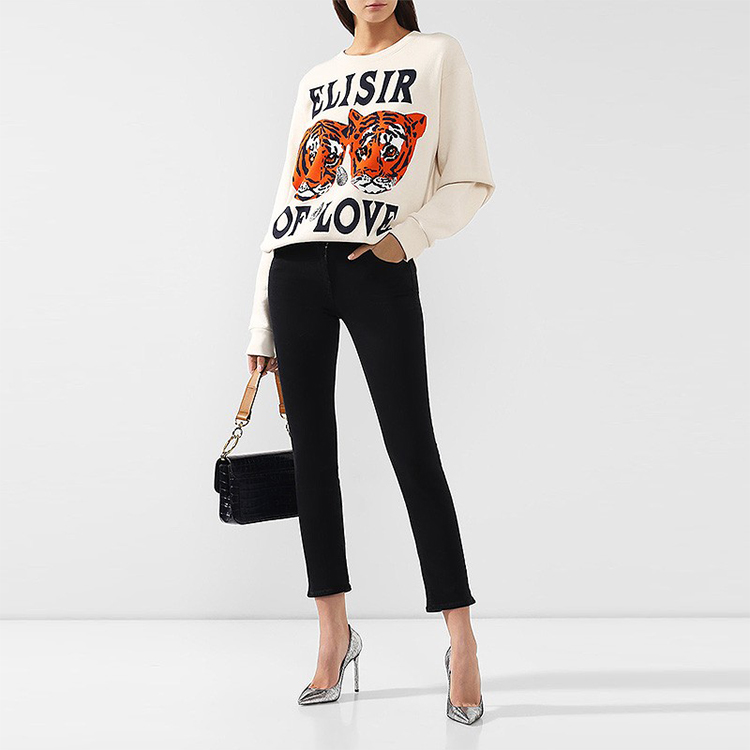 Purchase (W) 구찌 타이거 헤드 프린트 스웻셔츠 화이트 469250-XJBI5-9381