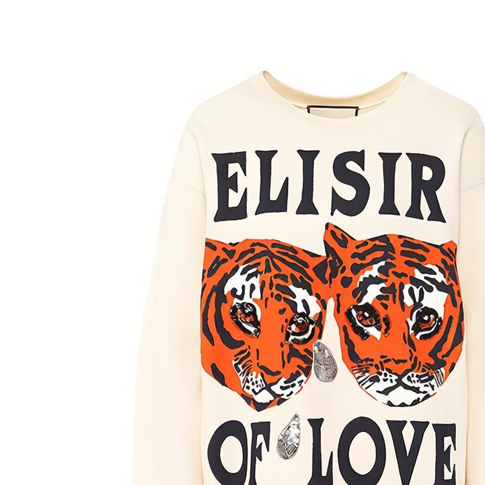 Details for (W) 구찌 타이거 헤드 프린트 스웻셔츠 화이트 469250-XJBI5-9381