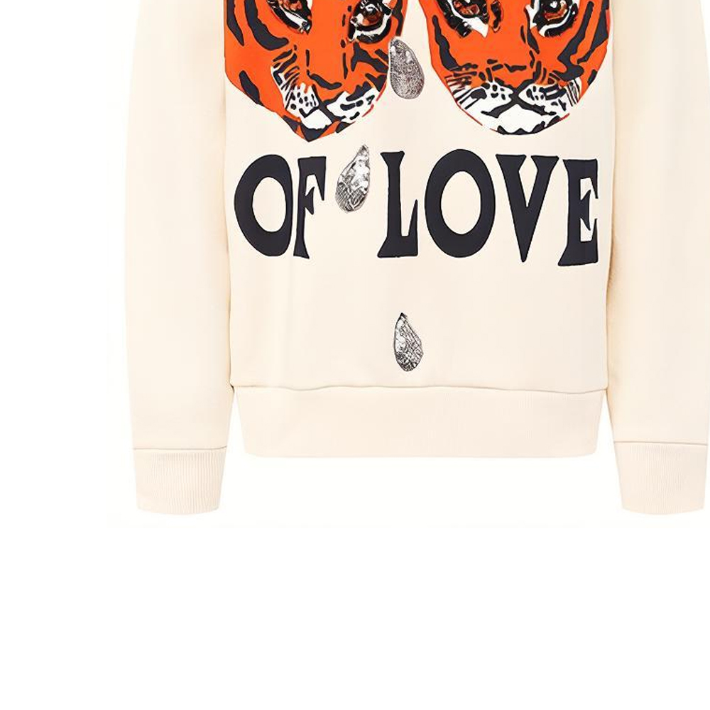 Sizing (W) 구찌 타이거 헤드 프린트 스웻셔츠 화이트 469250-XJBI5-9381