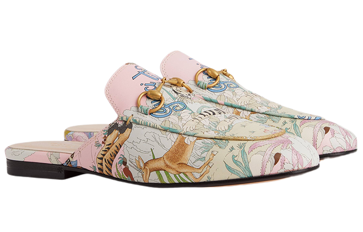 Order (W) Gucci Tijger Princetown Leren Slipper ''Roze'' 687587-UTA00-5244