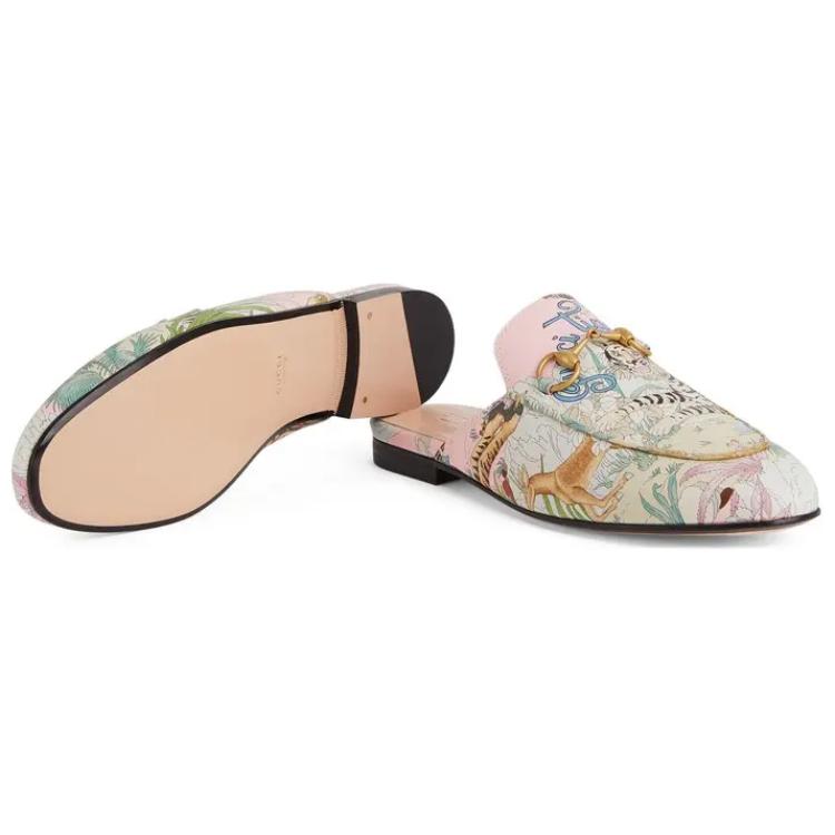 (W) Gucci Tiger Princetown Slipper Leather 'Pink' 圖 5