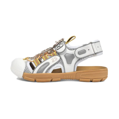 (W) Gucci Tinsel Sport Sandals 'Crystal White Grey'