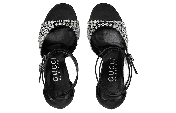 Lookbook (W) Gucci Selipar Fesyen Hitam dengan Gelang Ibu Jari dan Kepala Bulat 749833-KND90-1000