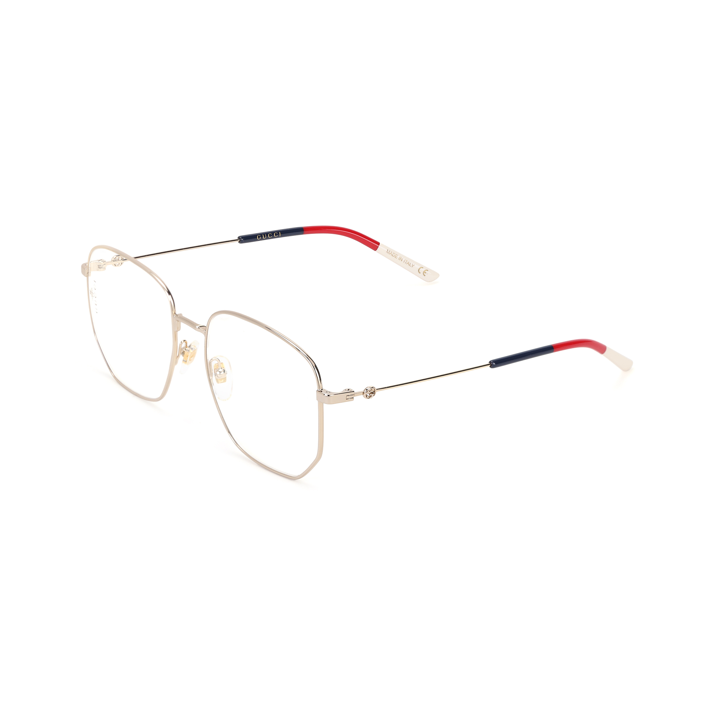 (Women) GUCCI Transparent Lens Gold Frame Round Optical Glasses Unisex GG0396O-002 56