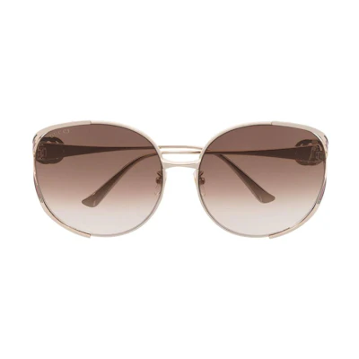 (Women) GUCCI Trendy Metallic Butterfly Sunglasses Gold Women GG0225S007