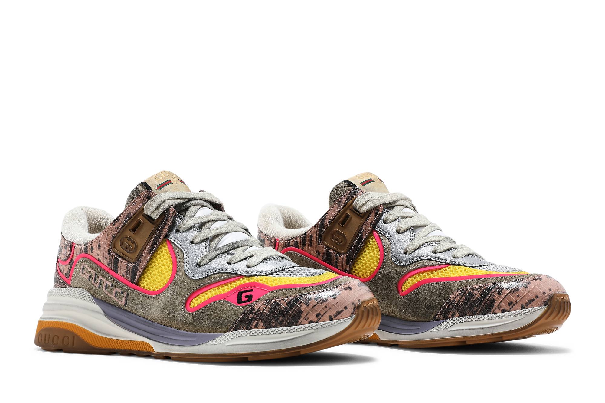 Cheap GUCCI古馳 Ultrapace 減震防滑 低幫 運動休閒鞋 女款 粉黃 做舊版
