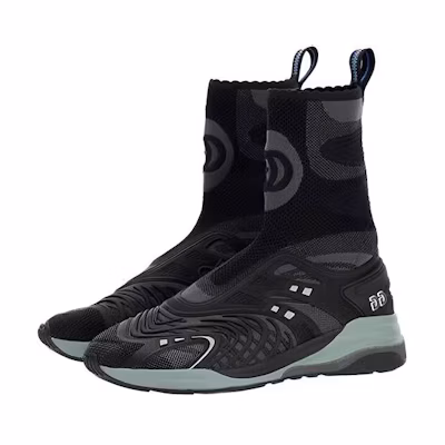 (W) Gucci Ultrapace R Mid Top Sock Sneakers 'Black Grey'