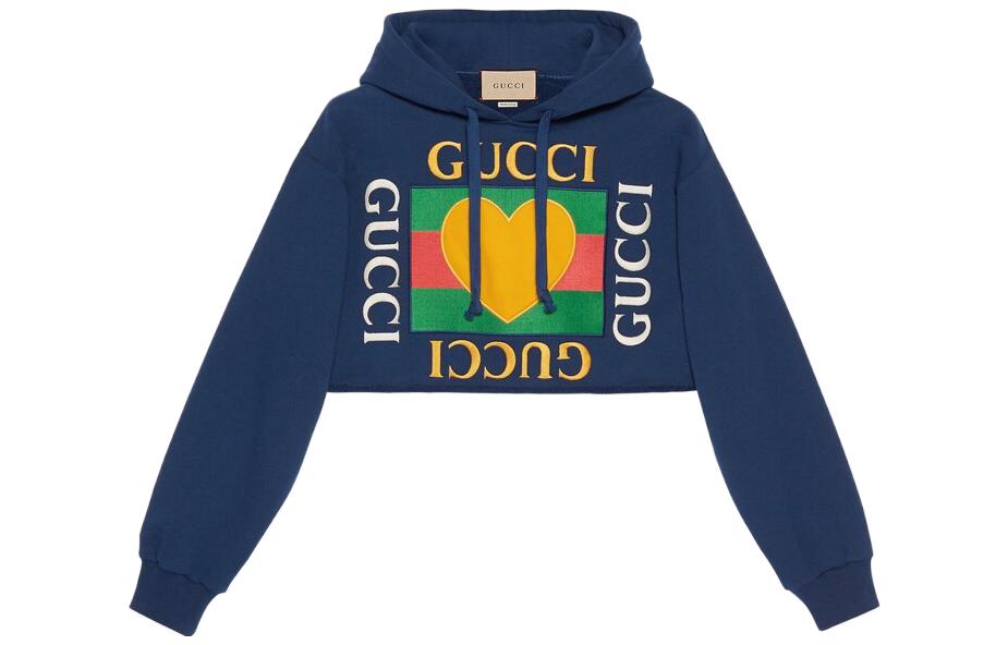 (Women) Gucci Valentine's FW23 Blue Hoodie with Logo Embroidery 688197-XJFVH-4030