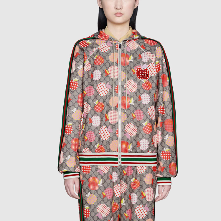 (Women) GUCCI Valentine's Special Apple Heart Hoodie Jacket Women Brown 663571-XJDOD-5943 圖 3