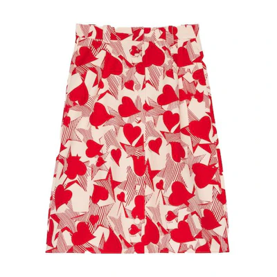 (Women) Gucci Valentine's Star Heart Print Long Dress Red FW23 Collection 741344-ZAM5L-6397