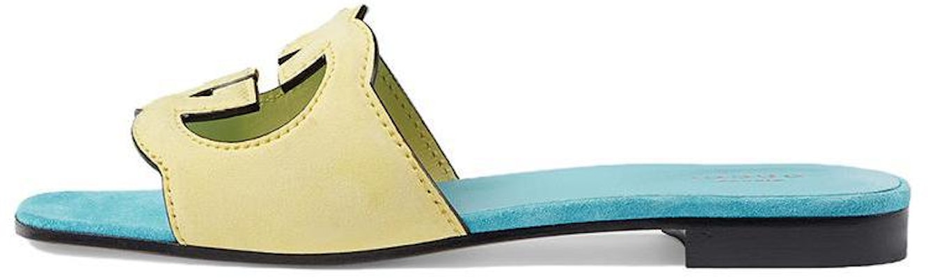(Women) Gucci Velvet 'Cutout Fashion Slides Blue Yellow' 694451-C2000-7412 Buy (Women) Gucci Velvet 'Cutout Fashion Slides Blue Yellow' 694451-C2000-7412