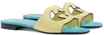 (W) Gucci Velvet 'Selipar Fesyen Potongan Biru Kuning' 694451-C2000-7412
