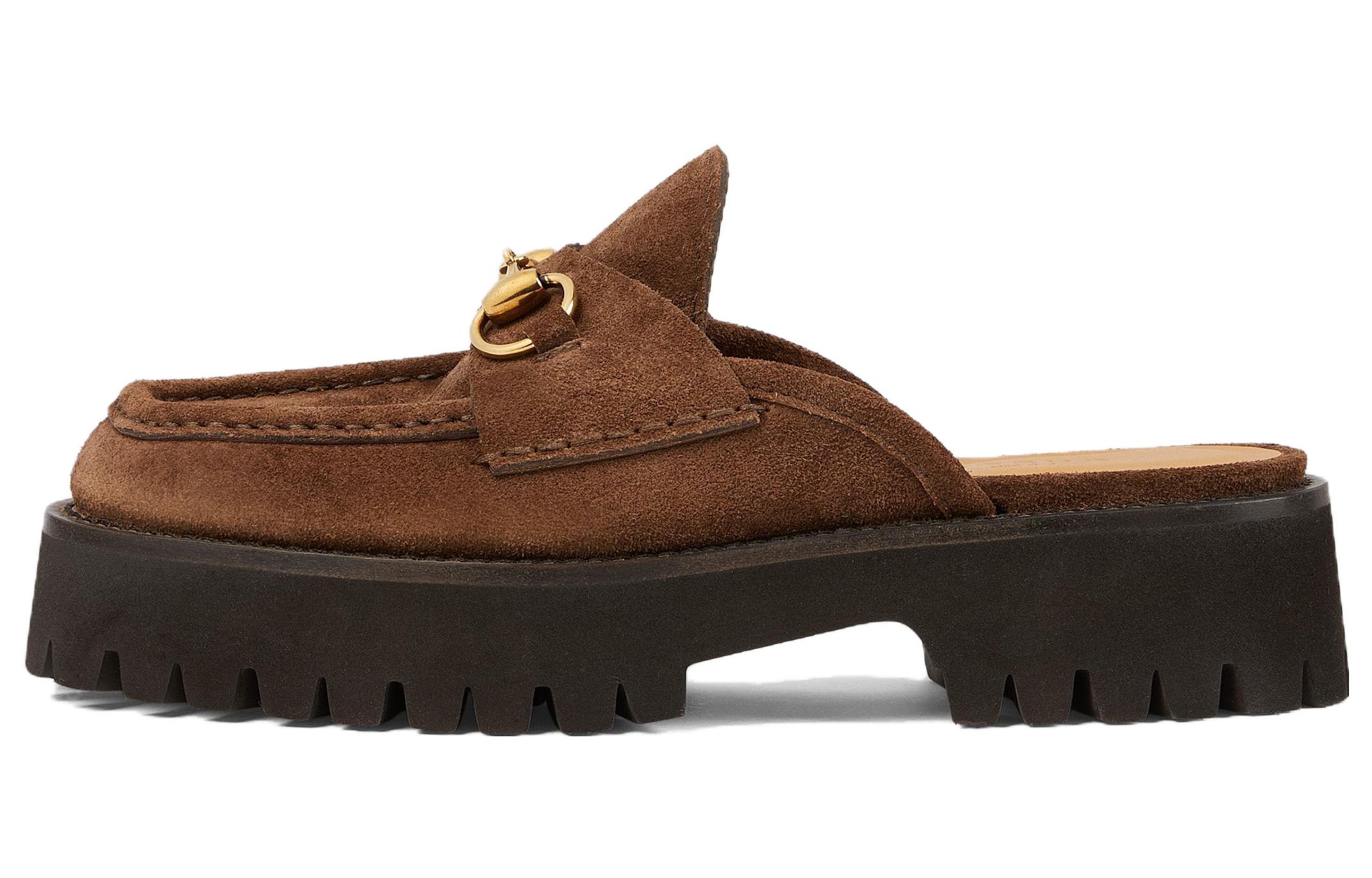(Women) Gucci Velvet Casual Comfort Slipper 'Brown' 764207-0PV00-2206