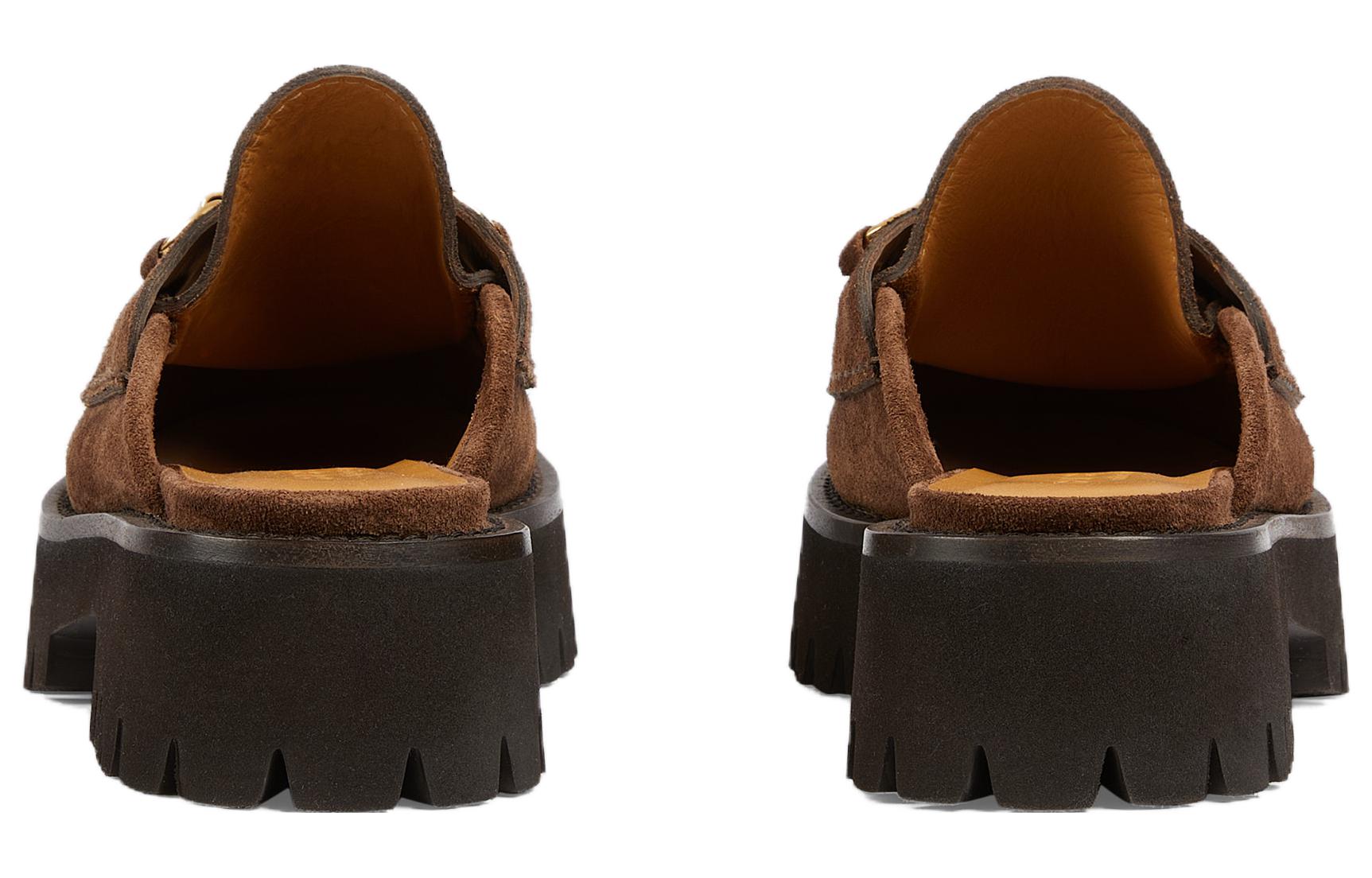 Shop (W) Pantoufle Gucci en Velours Marron Confort Décontracté 764207-0PV00-2206