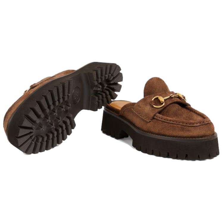 Purchase (W) Pantoufle Gucci en Velours Marron Confort Décontracté 764207-0PV00-2206