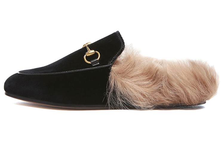 Buy (W) 구찌 벨벳 플랫 블랙 (Gucci Velvet Flat Black) 448657-K4D50-1076