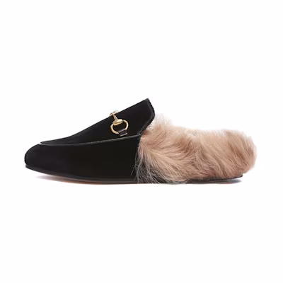 (W) Gucci Velvet Flat 'Black'