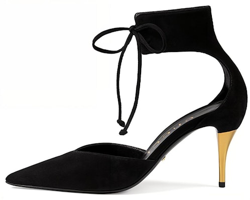 (Women) Gucci Velvet High Heels 'Black Fashion Lace-Up' 716686-CGX10-1000 Buy (Women) Gucci Velvet High Heels 'Black Fashion Lace-Up' 716686-CGX10-1000