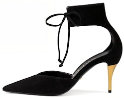 (Women) Gucci Velvet High Heels 'Black Fashion Lace-Up' 716686-CGX10-1000 (Women) Gucci Velvet High Heels 'Black Fashion Lace-Up' 716686-CGX10-1000