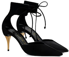 Lookbook (W) Tacones Altos de Terciopelo Gucci 'Negros con Cordones de Moda' 716686-CGX10-1000