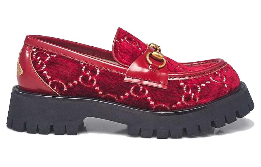 (W) Gucci Velvet Loafers 'Red' 圖 2