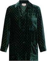 (Women) Gucci Velvet Long Sleeve Green Collared Sun Protection Shirt 675827-ZAHGE-3303 (Women) Gucci Velvet Long Sleeve Green Collared Sun Protection Shirt 675827-ZAHGE-3303